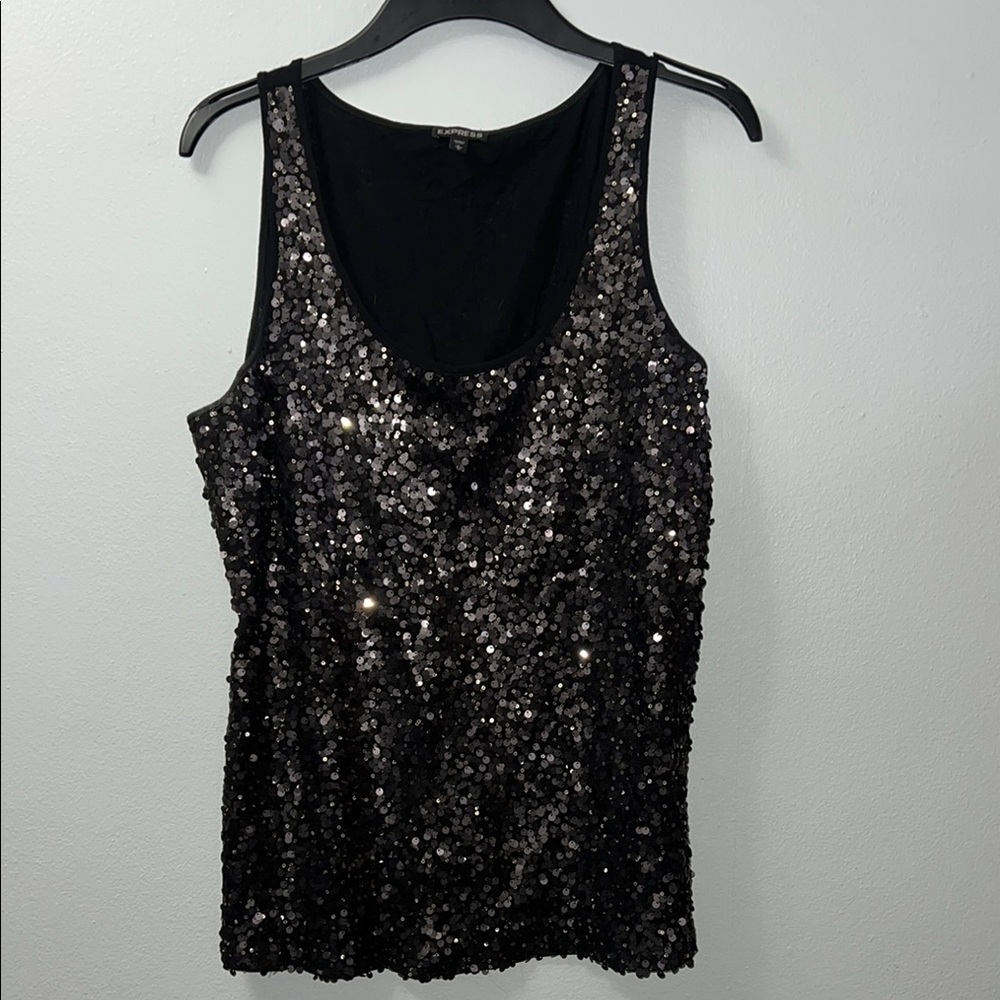 Express Black Sequin Tank Top